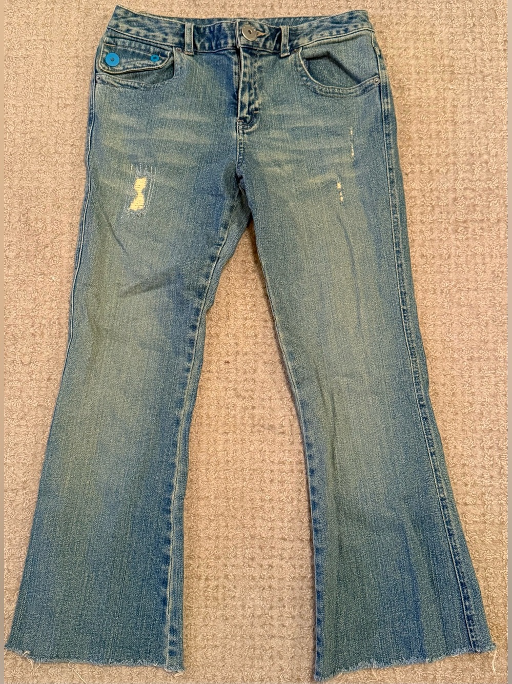 Choice by Calvin Klein Distressed Flare Jeans Size 29 Medium Wash Stretch Denim